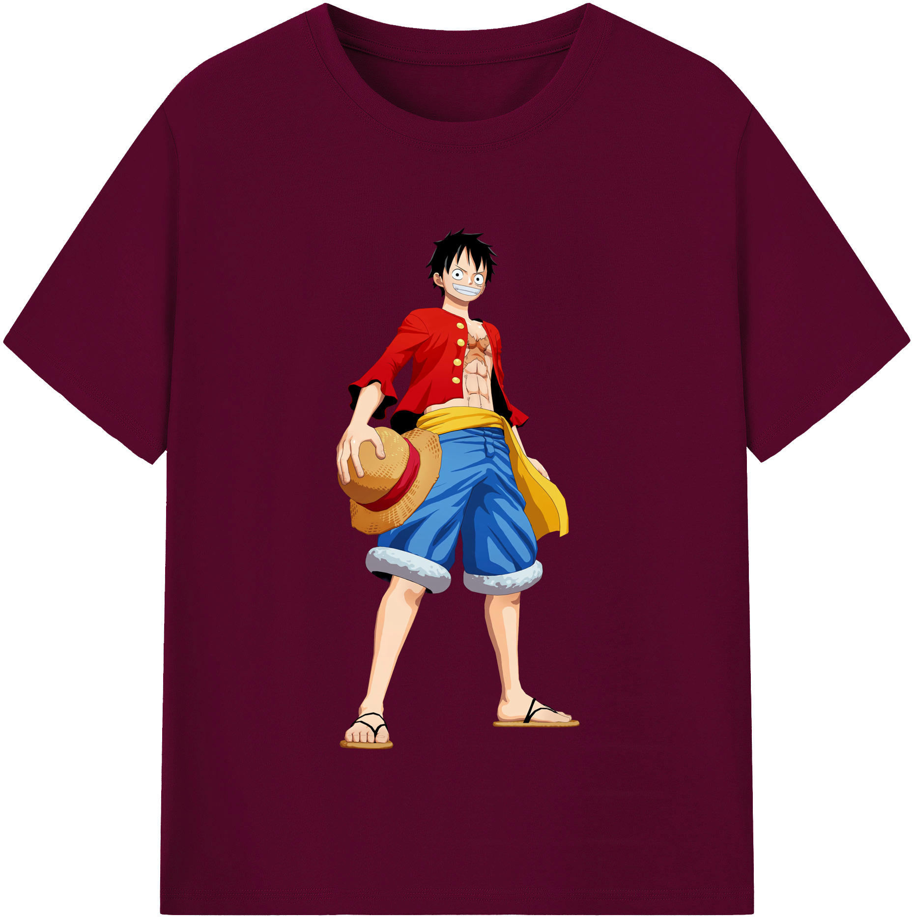 ワンピース モンキー・D・ルフィ ONE PIECE Monkey D. Luffy レディースカジュアルプリントTシャツ（綿100％）